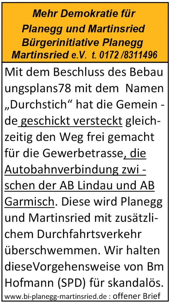 Skandal! Bürgergutachten wird mit Füßen getreten