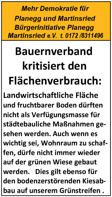 Bauernverband kritisiert Flächenverbrauch