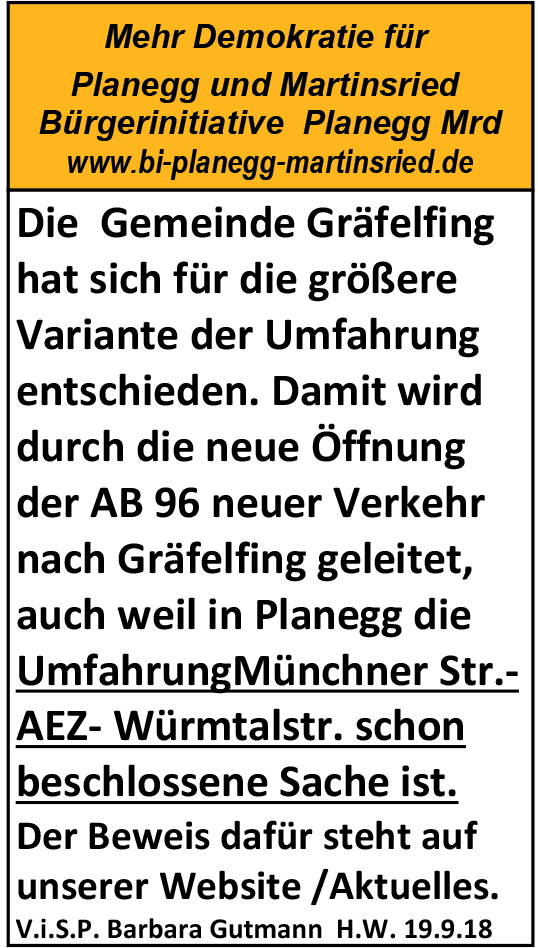 Die Folgen des AB-Verbindungsverkehrs: 
Wesentlich mehr Verkehr für Gräfelfing, Planegg, Martinsried und Neuried.
