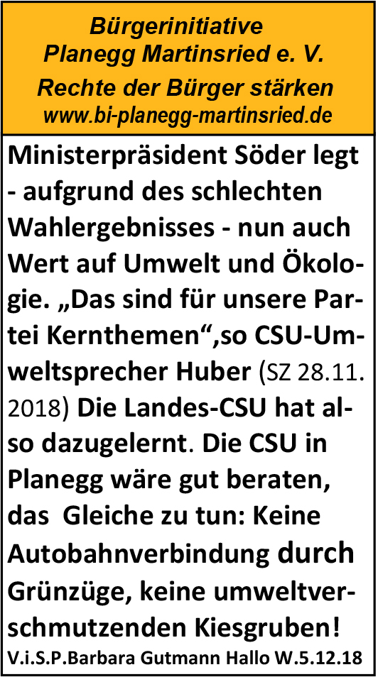 CSU Planegg und Umweltschutz