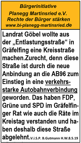"Entlastungsstraße" von FDP, Grünen und 
SPD im Kreistag abgelehnt.
