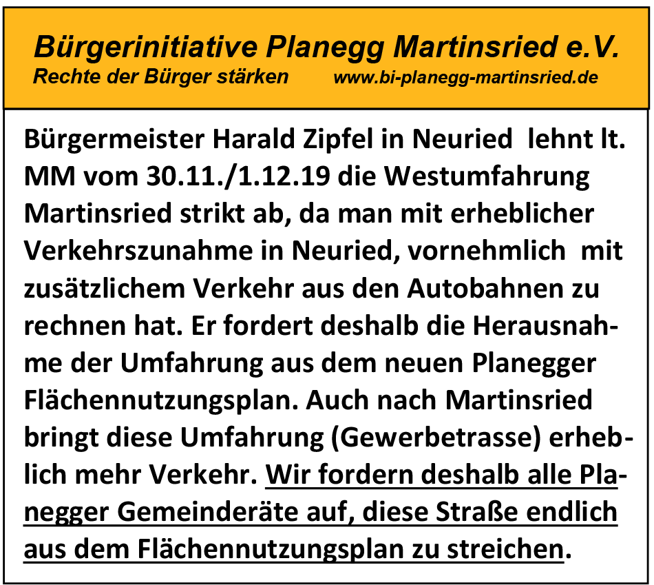 Die 6m hohe Schallschutzwand, das Schreckgespenst Umfahrung im NFP