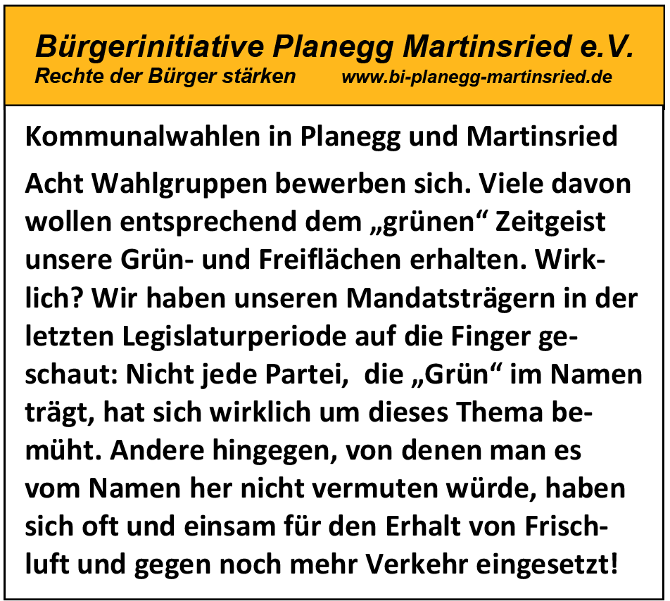 Kommunalwahlen in Planegg und Martinsried 2020