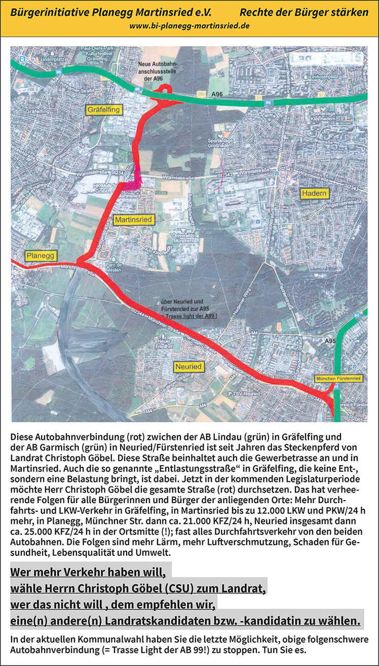 Umfahrung Martinsried / gut wählen