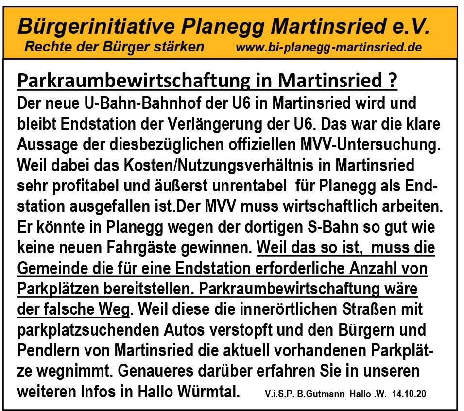 Parkraumbewirtschaftung in Martinsried?