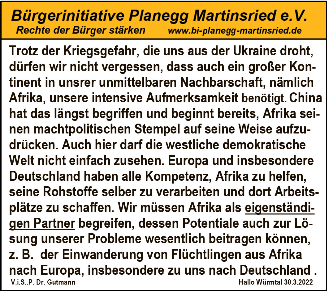 Afrika benötigt unsere Aufmerksamkeit als eigenständiger Partner