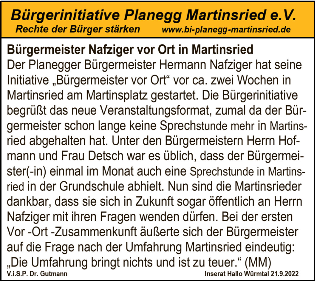 Eindeutige Antwort von Bürgermeister Nafziger