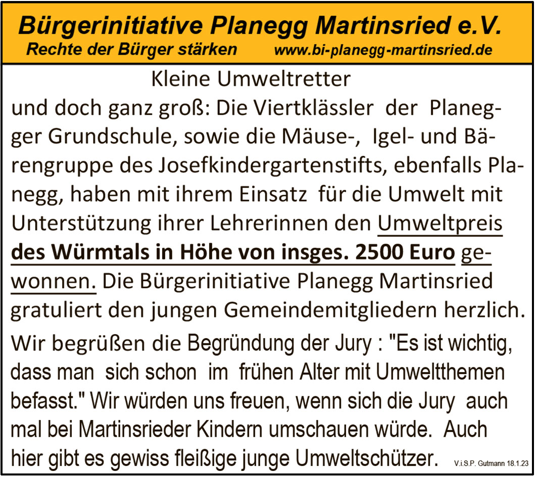 11.01.2023Inserat Hallo Würmtal Unberechtigte Kritik an Bürgermeister Nafziger