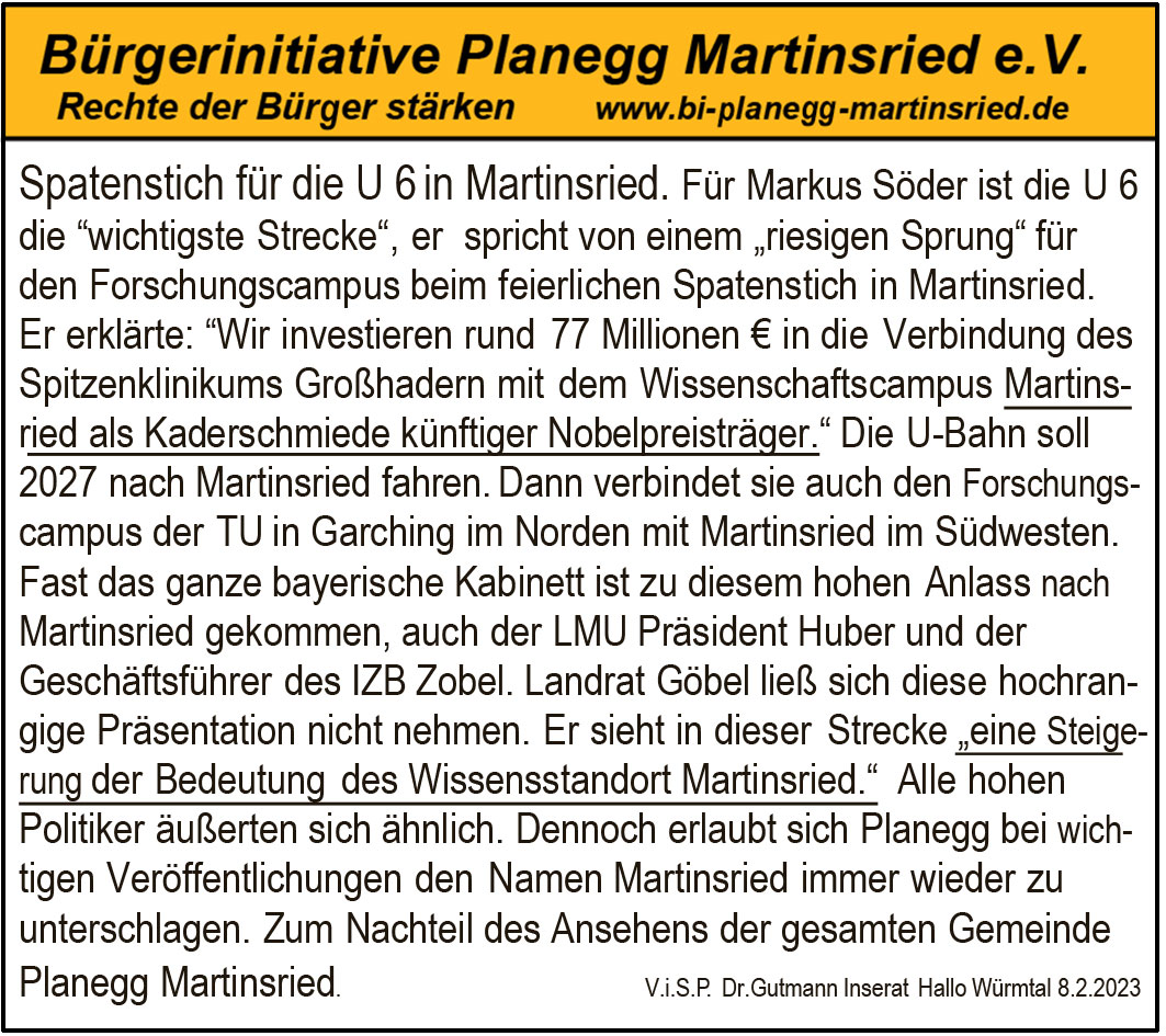 Die Bedeutung von Martinsried wächst mit der U6