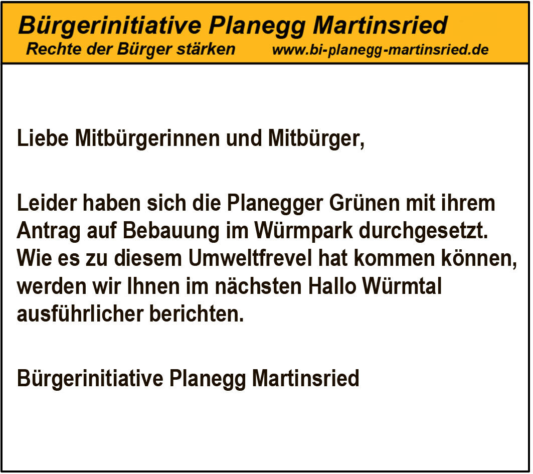 Würmpark: Grünen-Antrag setzt Umwelt und Erholung aufs Spiel
