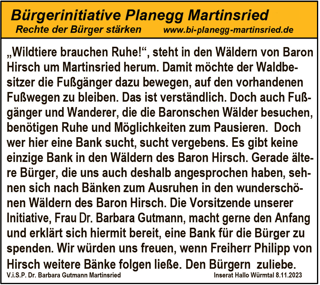 Ruhe und Erholung: Bänke für die Wälder von Baron Hirsch