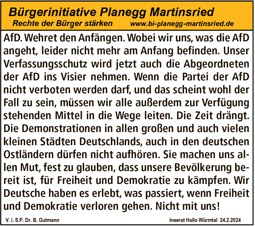 Für Freiheit und Demokratie: Wehret den Anfängen!