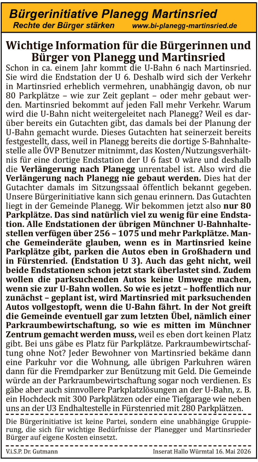 Wenn die U-Bahn kommt droht Martinsried der Parkplatz-Kollaps