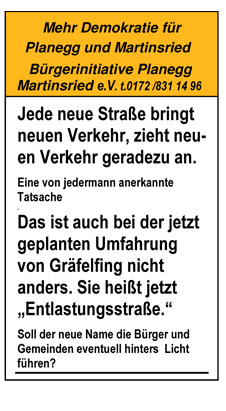 "Entlastungsstrasse" Umfahrung Gräfelfing